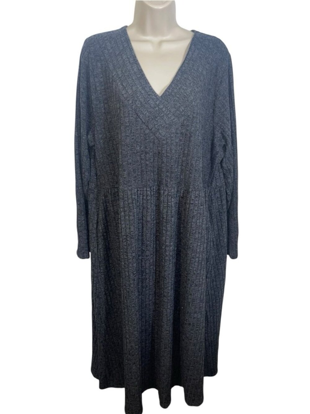 BELAROI Women's Plus Size 4X Knit Sweater Dress Pullover Midi Gray Dress